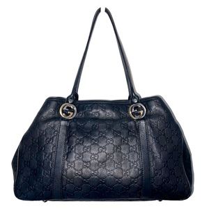 GUCCI 🔥 Black Leather Guccisima Sukey Logo Handbag Authentic!